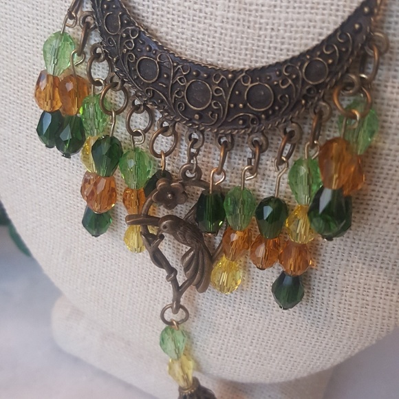 ✔Bronze Boho Hummingbird Bib Necklace - Picture 2 of 4